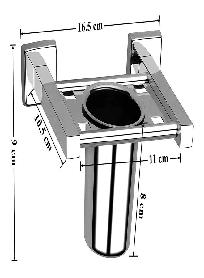 Primax Square Stainless Steel Tooth Brush Holder/Tumbler Holder/Bathroom Accessories - (Chrome) - Pack of 1 - Image 3